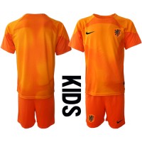 Nederland Keeper Fotballklær Bortedraktsett Barn VM 2022 Kortermet (+ korte bukser)